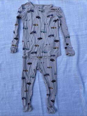 Kyte BABY Beige Vintage Car Print Pajama Set 3T
